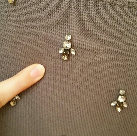 **SALE**J. CREW FACTORY gray jeweled sweatshirt XS - Picture 6 of 7
